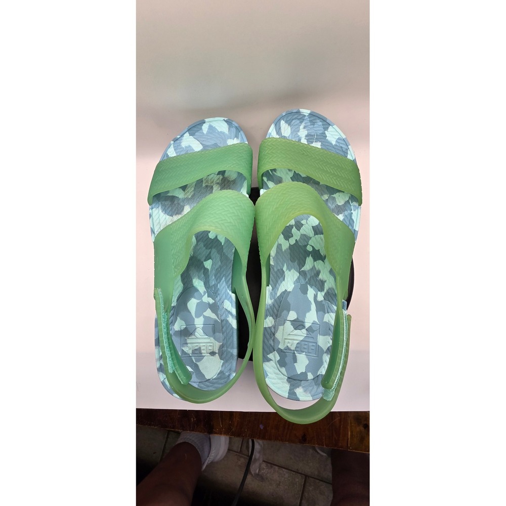 Reef Water Vista Sandals Green Blue Camo Strappy Water Friendly Slides Womens 11